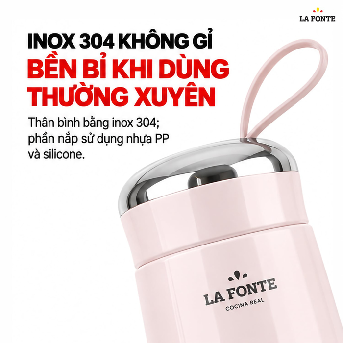 Bình Giữ Nhiệt La Fonte 400 ml Màu Hồng – Giữ Nóng Lạnh Tiện Lợi