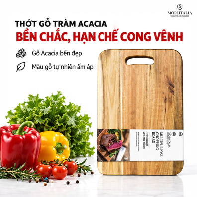 Thớt Gỗ Đa Dụng Moriitalia 20 x 300 x 400 mm – Bề Mặt Rộng, Dày Chắc