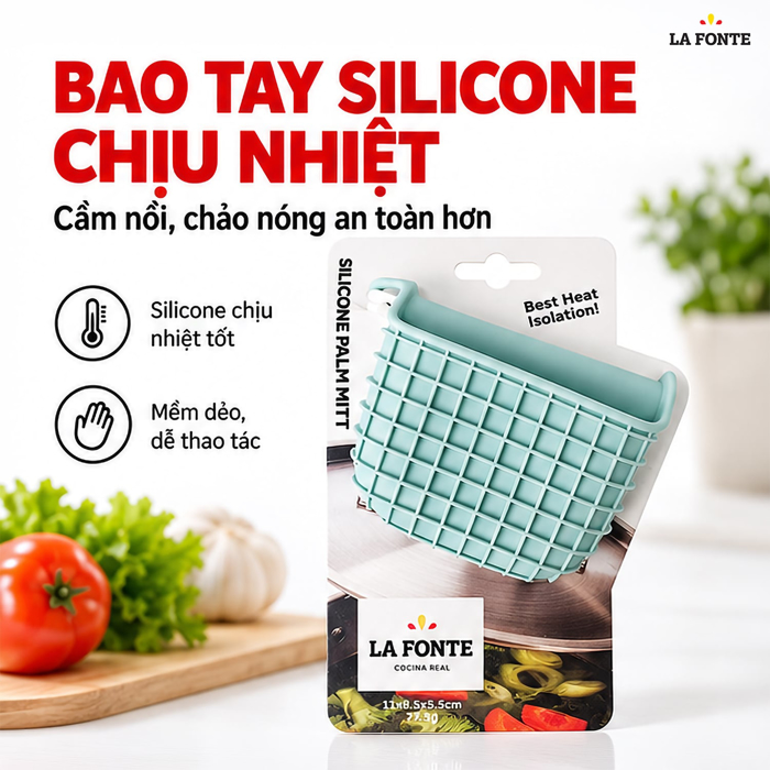 Bao Tay Silicone Chịu Nhiệt La Fonte Màu Xanh – Cách Nhiệt An Toàn