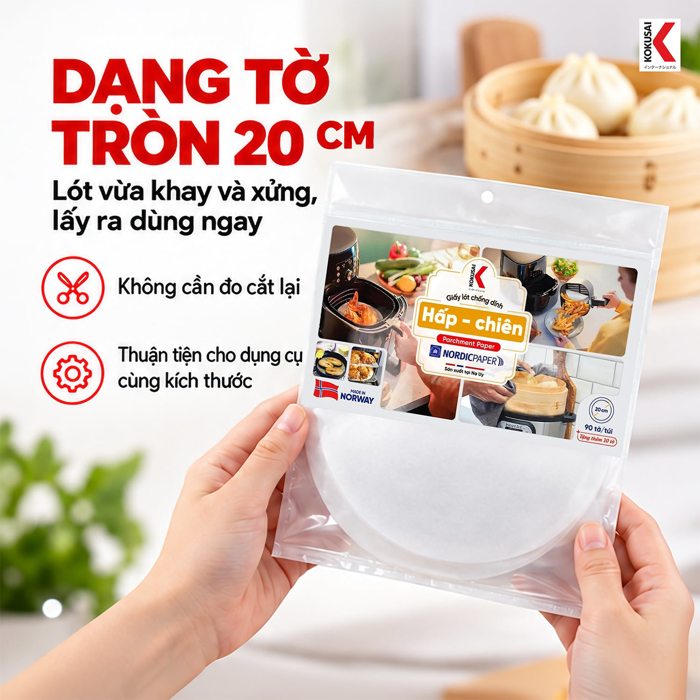 Giấy Chống Dính Moriitalia 20 cm Không Lỗ – Hạn Chế Thức Ăn Bám Khay