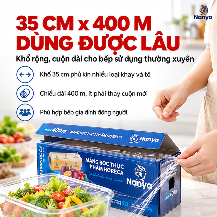 Màng Bọc Thực Phẩm Nanya 35 cm x 400 m – Tiện Bọc Và Bảo Quản