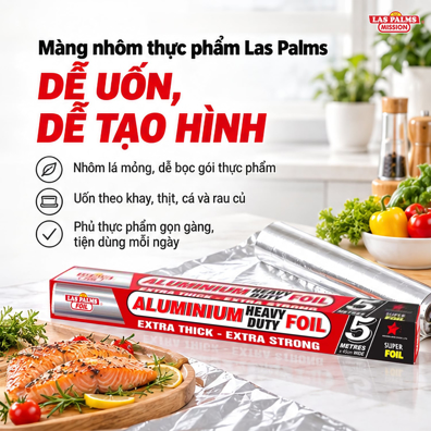 Màng Nhôm Thực Phẩm Las Palms 45 cm x 5 m – Dễ Tạo Hình Khi Bọc Gói