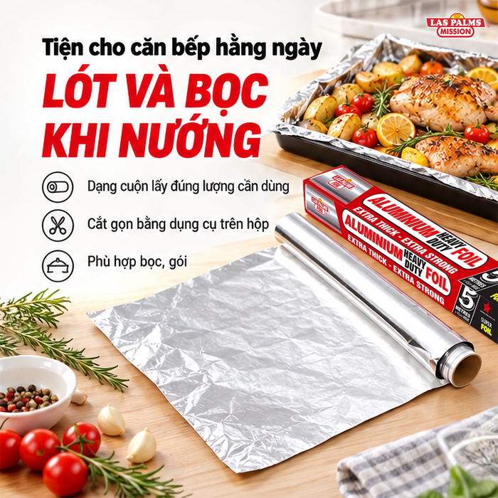 Màng Nhôm Thực Phẩm Las Palms 45 cm x 5 m – Dễ Tạo Hình Khi Bọc Gói