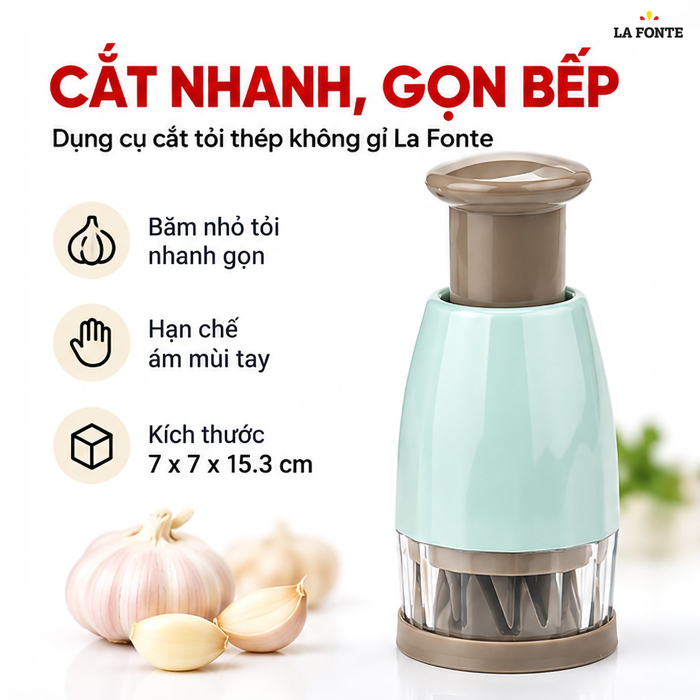 Dụng Cụ Cắt Tỏi Inox La Fonte 7 x 7 x 15.3 cm – Cắt Nhanh Gọn