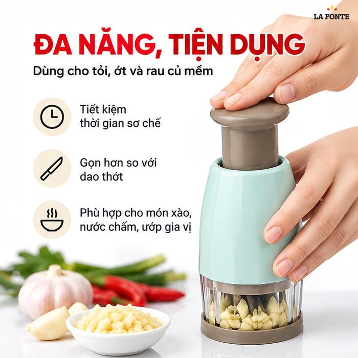 Dụng Cụ Cắt Tỏi Inox La Fonte 7 x 7 x 15.3 cm – Cắt Nhanh Gọn