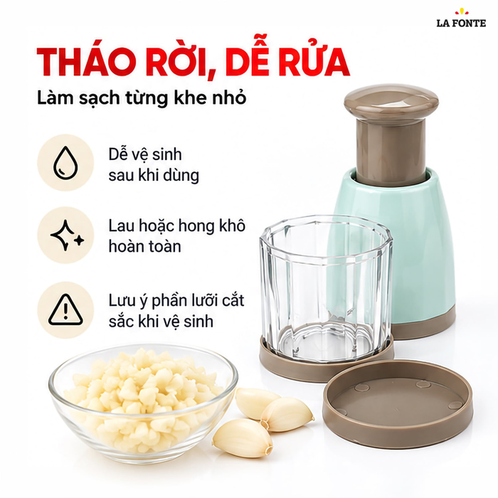 Dụng Cụ Cắt Tỏi Inox La Fonte 7 x 7 x 15.3 cm – Cắt Nhanh Gọn