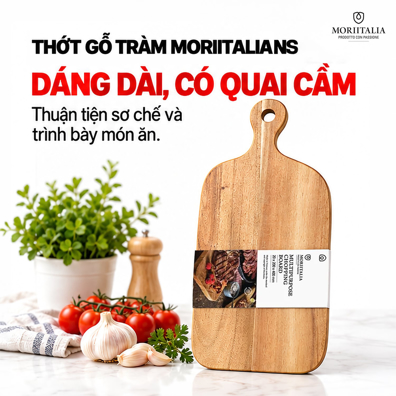 Thớt Gỗ Tràm Đa Dụng Moriitalia 20 x 200 x 400 mm – Dáng Dài, Dễ Sử Dụng