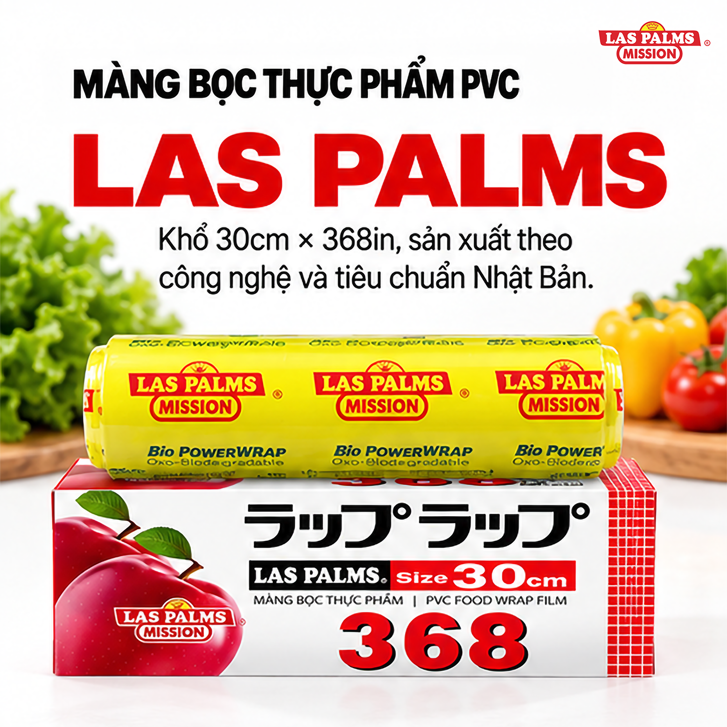 Màng Bọc Thực Phẩm Las Palms 368 Khổ 30 cm – Kèm Dao Cắt Nhựa