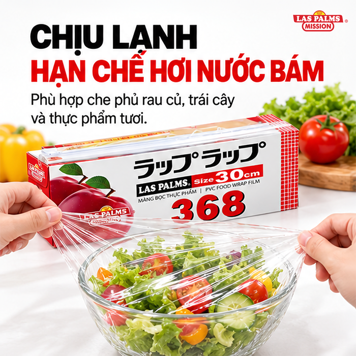 Màng Bọc Thực Phẩm Las Palms 368 Khổ 30 cm – Kèm Dao Cắt Nhựa