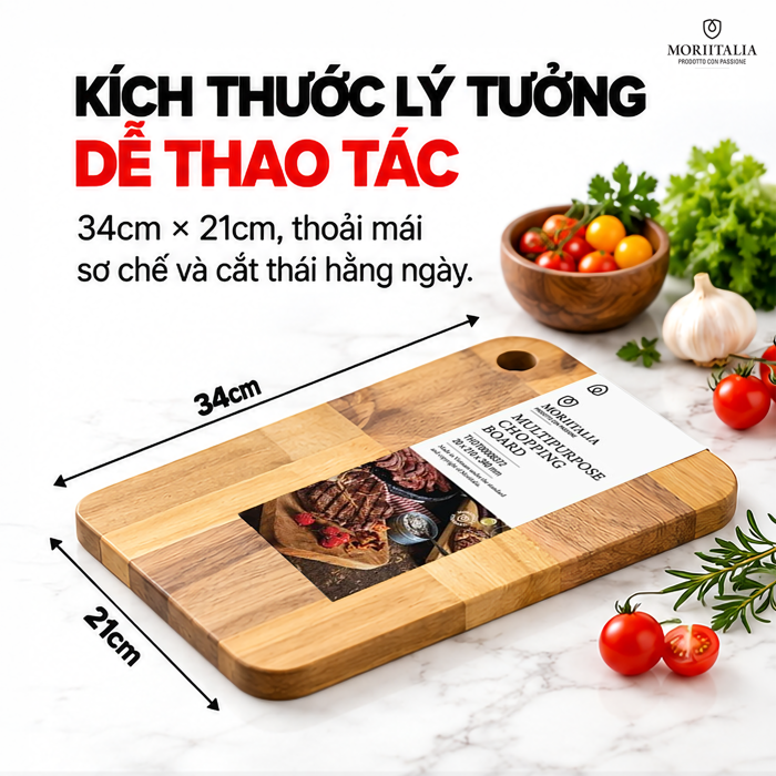 Thớt Gỗ Đa Dụng Moriitalia 20 x 210 x 340 mm – Gọn Gàng, Dày Chắc