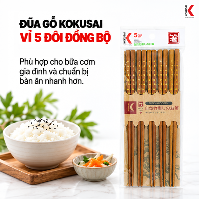 Đũa Gỗ Kokusai 20 cm – Tiện Dùng Trong Bữa Ăn