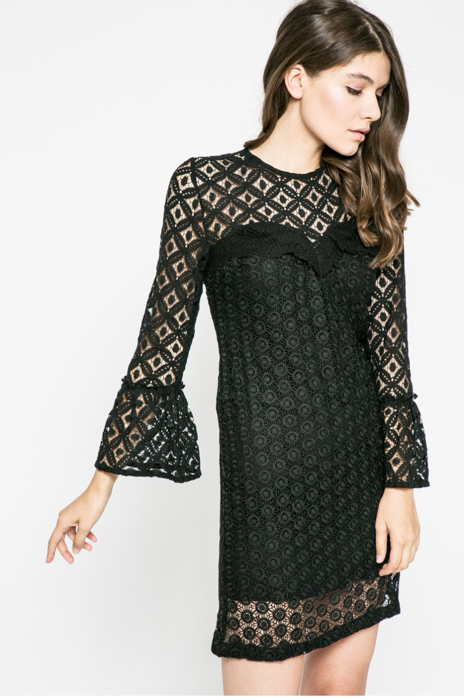 Đầm ren dài tay màu đen Desigual Isabel - 17WWVWB02000