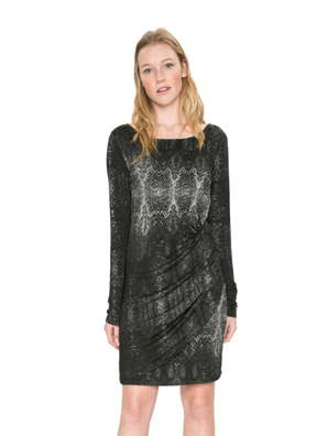 Đầm nữ họa tiết da thú Desigual DRESS NEGRO - 17WWVK732000