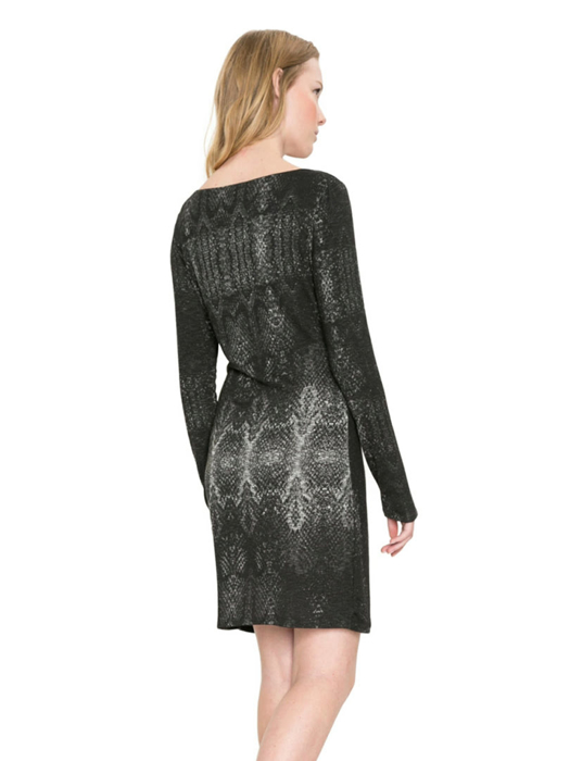 Đầm nữ họa tiết da thú Desigual DRESS NEGRO - 17WWVK732000