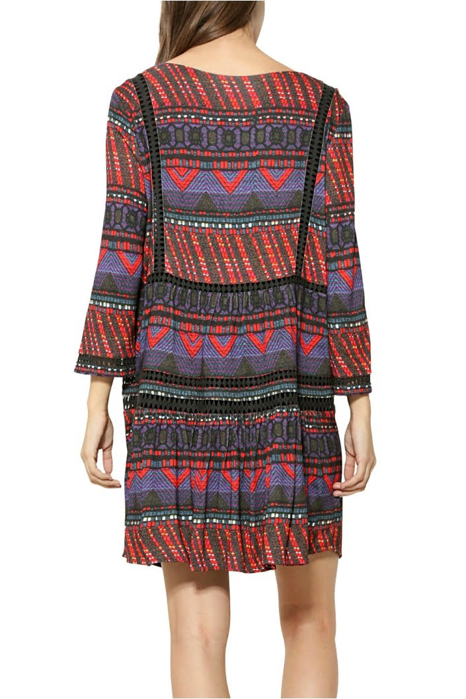 Đầm thổ cẩm tay lửng Desigual Dudeleis  - 17WWVK563136