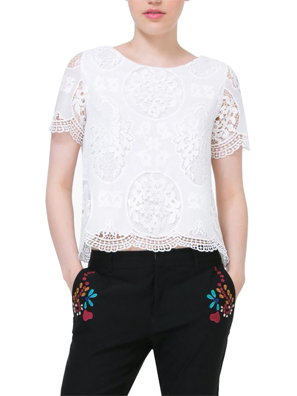 Áo ngắn tay nữ Desigual BLOUSE BLANCO - 73B2YK31000