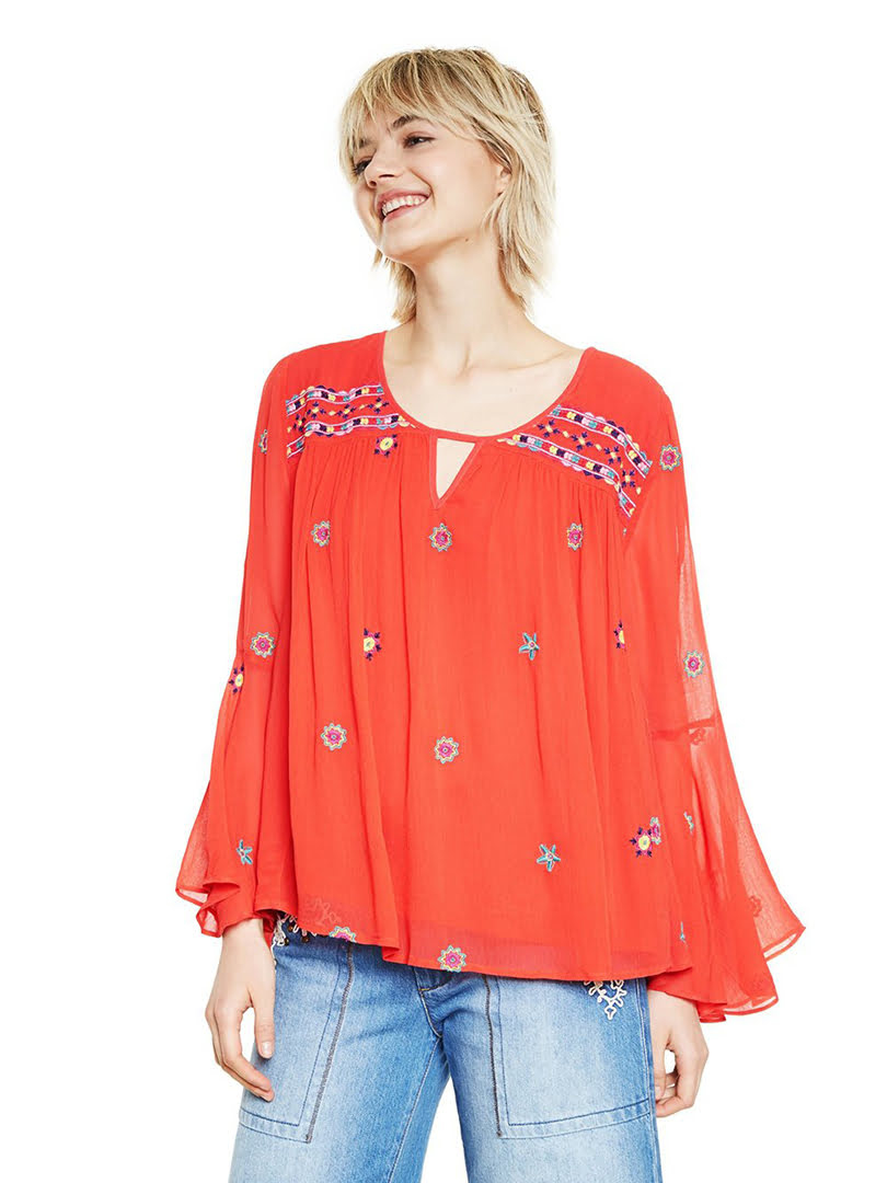 Áo dài tay nữ BLOUSE POPPY RED - 18SWBW513213