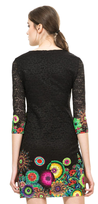 Đầm ren tay lửng in hoa Desigual VEST_WENDOLINE 67V28J42000