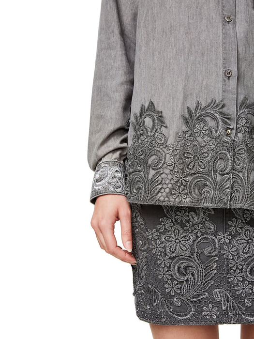 Áo sơ mi denim nữ Desigual Exotic Si màu xám - 17WWCD052070