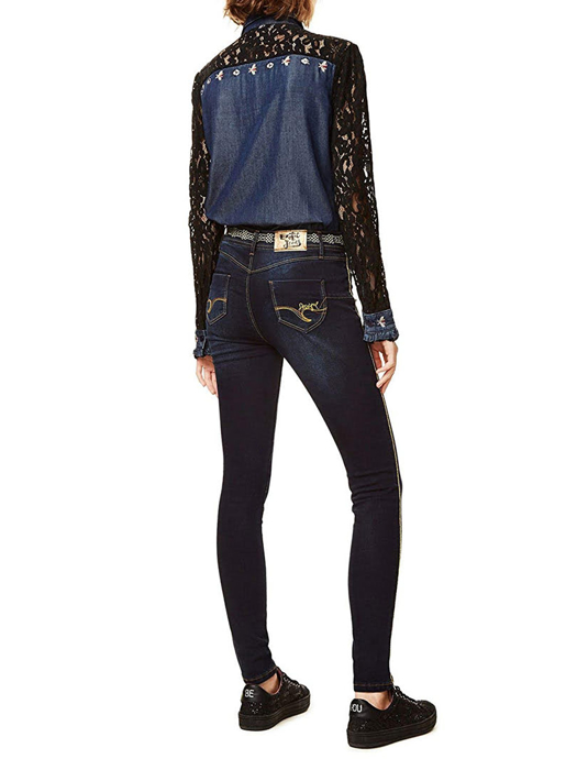 Quần Jean nữ thêu họa tiết Desigual DENIM TROUSERS DENIM DARK BLUE - 17WWDD415008