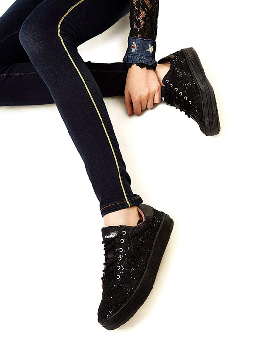 Quần Jean nữ thêu họa tiết Desigual DENIM TROUSERS DENIM DARK BLUE - 17WWDD415008