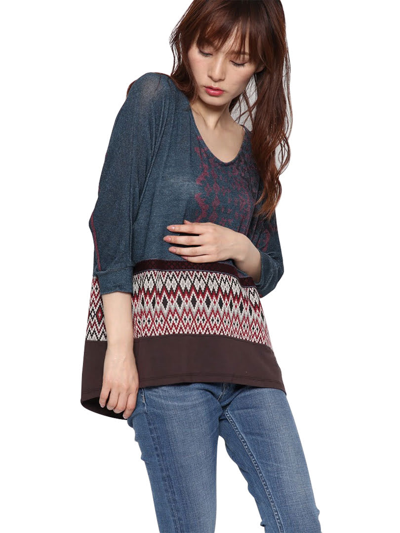 Áo thun nữ hoạ tiết thổ cẩm Desigual TS_DUNA - 67T24F95001