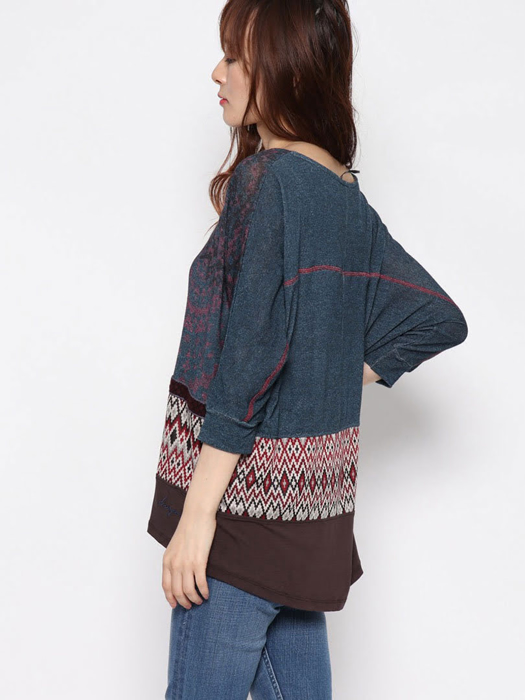 Áo thun nữ hoạ tiết thổ cẩm Desigual TS_DUNA - 67T24F95001