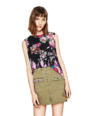 Áo sát nách nữ Desigual T-SHIRT NEGRO - 73T2WJ82000