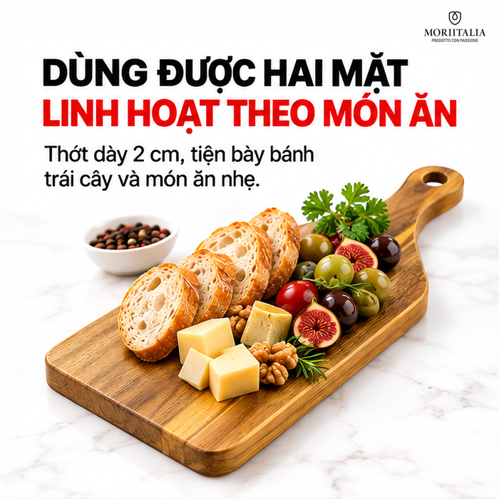 Thớt Gỗ Đa Dụng Moriitalia 175 x 385 x 20 mm – Dáng Dài, Tiện Sơ Chế