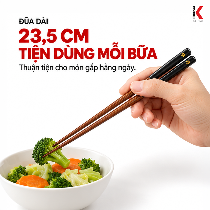 Bộ Đũa Và Muỗng Kokusai – Chất Liệu Gỗ Anh Đào
