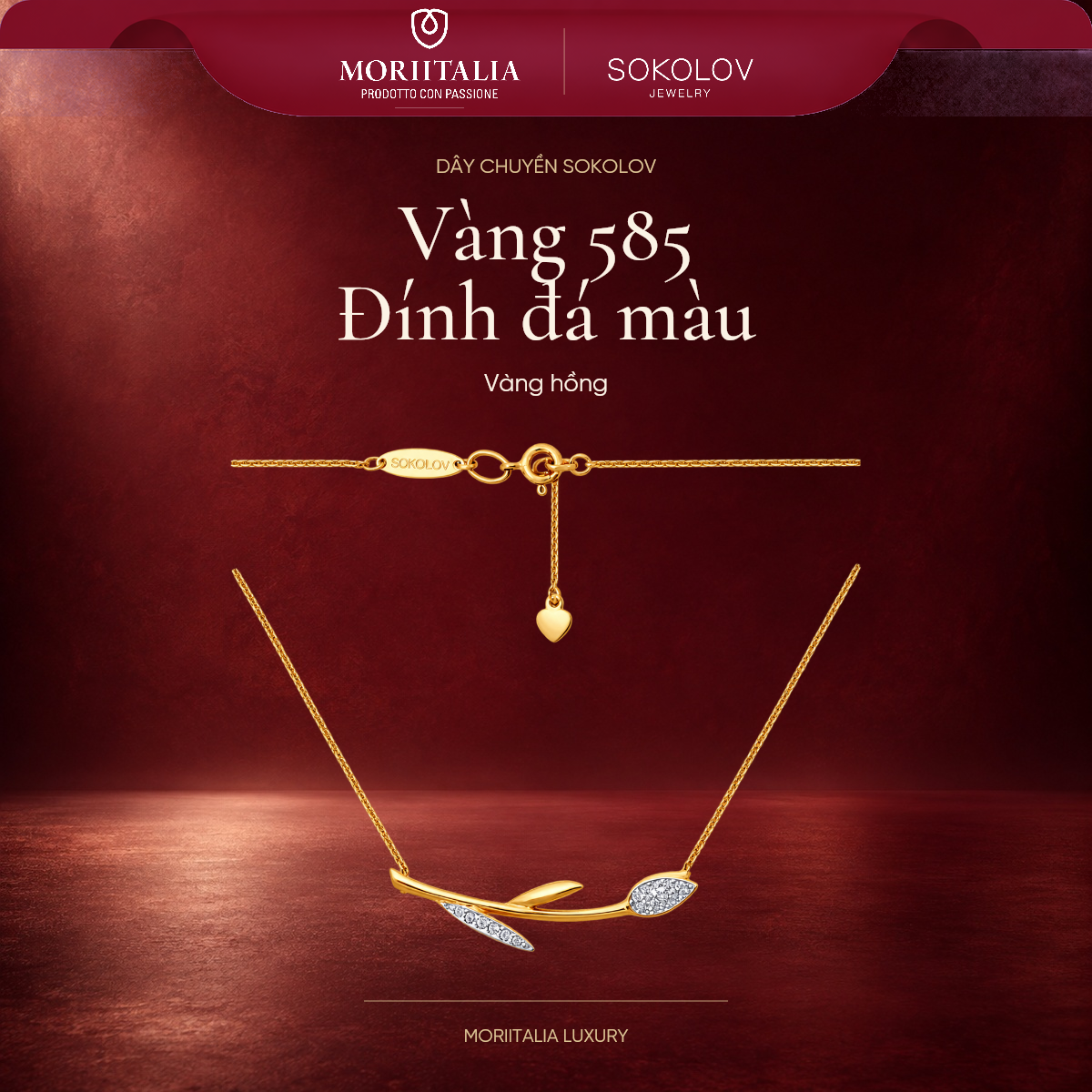 Chuỗi dây chuyền  bằng vàng đính đá mầu -  70281