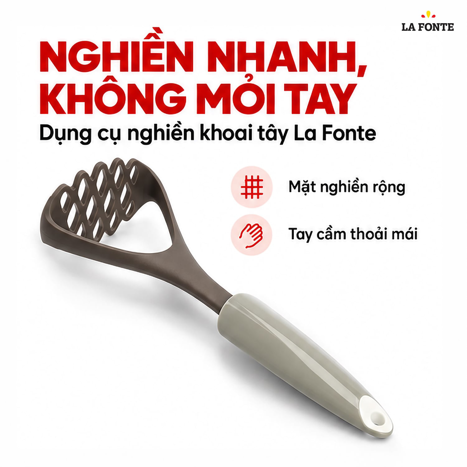 Dụng Cụ Nghiền Khoai Tây Inox La Fonte – Cầm Êm Dễ Nghiền