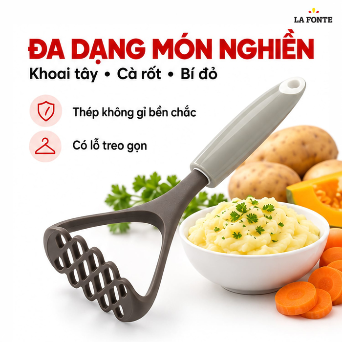 Dụng Cụ Nghiền Khoai Tây Inox La Fonte – Cầm Êm Dễ Nghiền